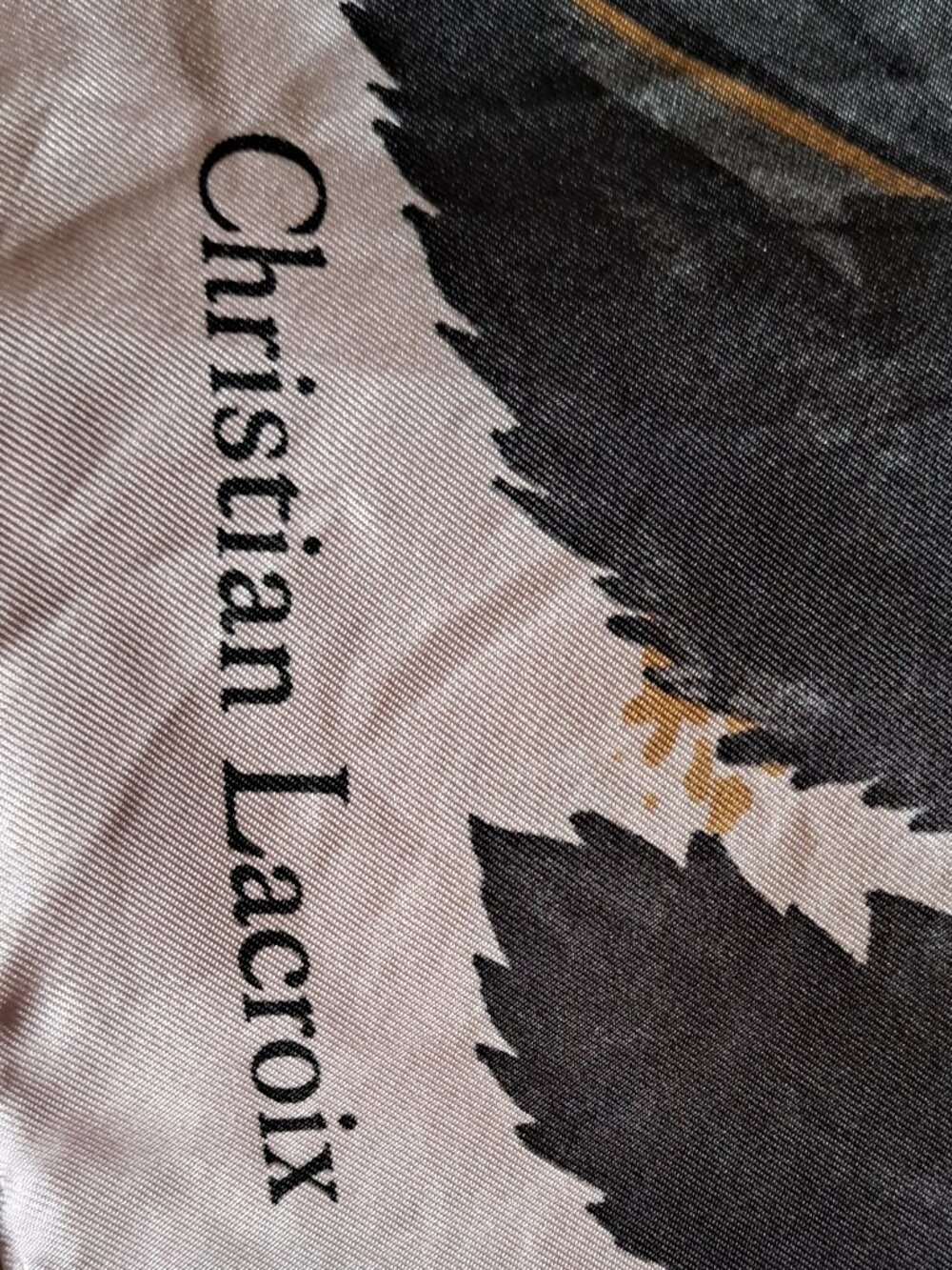 Christian Lacroix Silk Scarf, OS, black pink and purple floral - Picture 4 of 5
